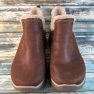 Skechers Easy Going Comfort Ankle Boot Womens 9.5 Brown Slip On Casual Walking